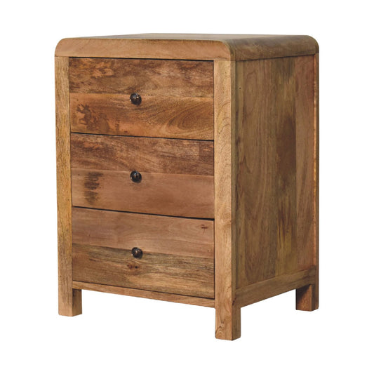 Aspen 3 Drawer Bedside Table in Oak-like Finish