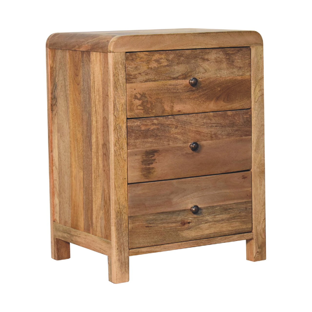 Aspen 3 Drawer Bedside Table in Oak-like Finish