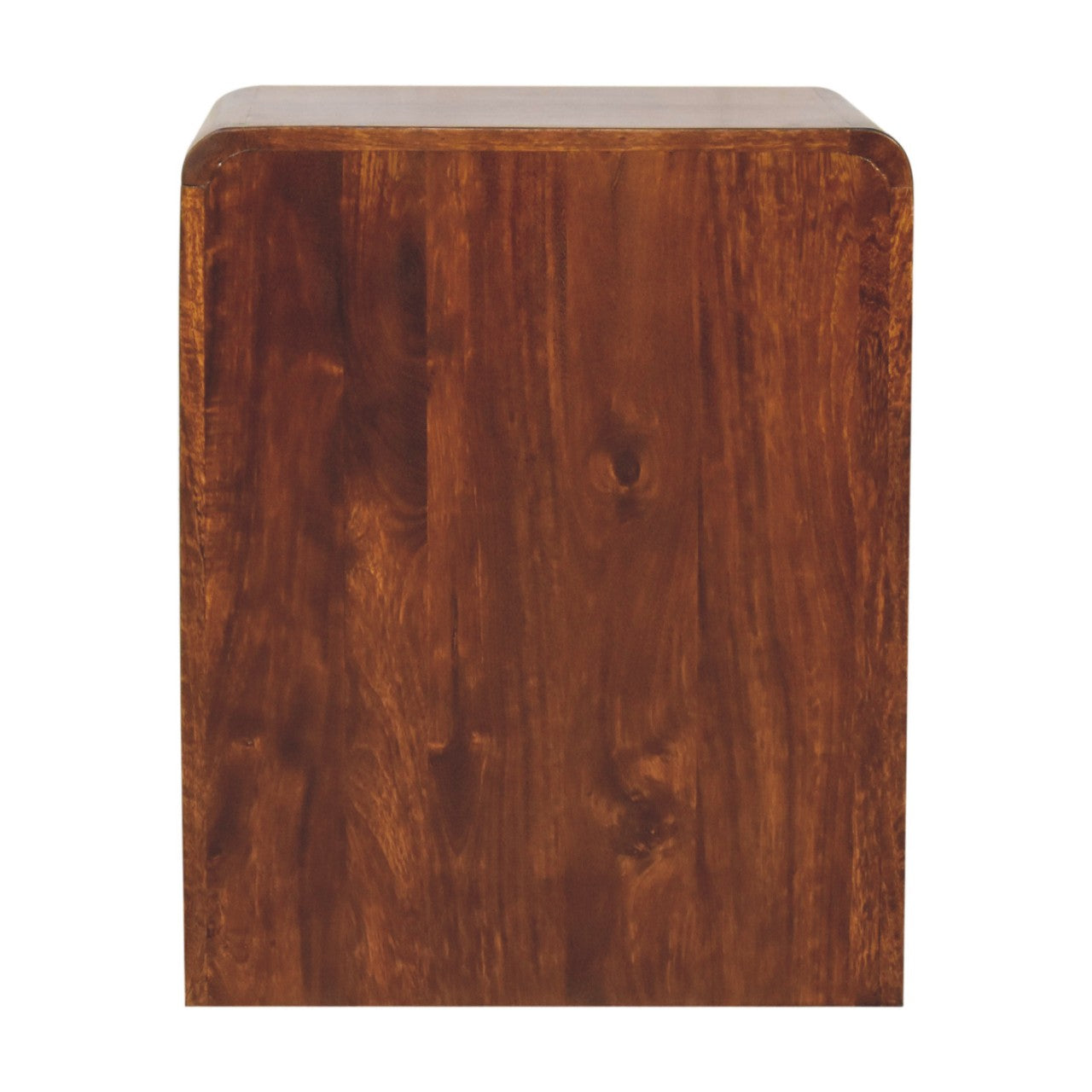 T-Bar Rounded Bedside Table in Chestnut Finish