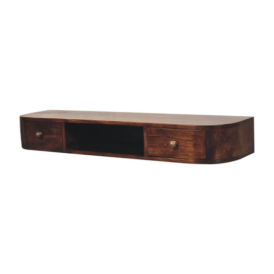 Lunar - Wall Mounted Console Table in Chestnut Finish