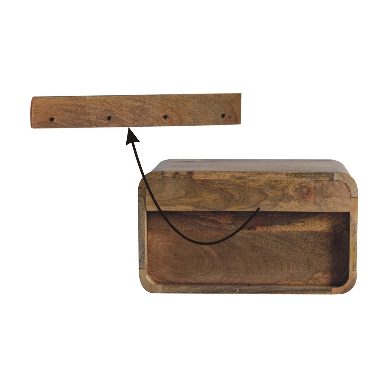 Large Upper Slot Floating Bedside Table in Oak-like Finish