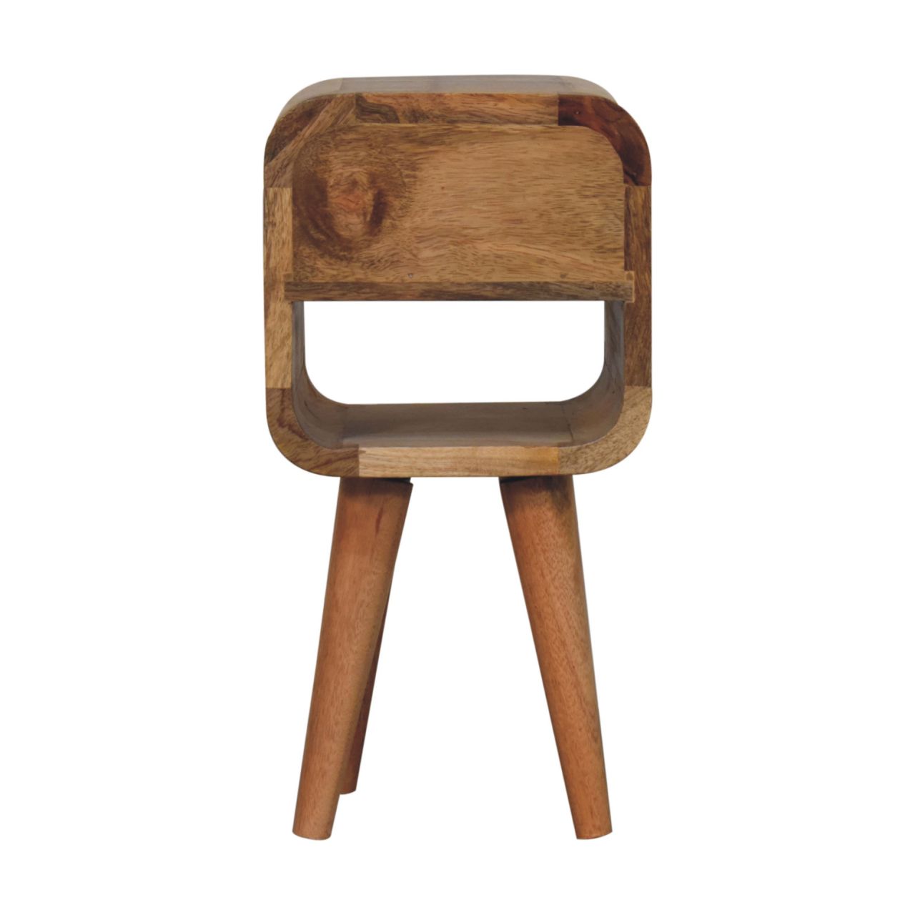 Nils - Rounded Bedside Table in Oak-like Finish