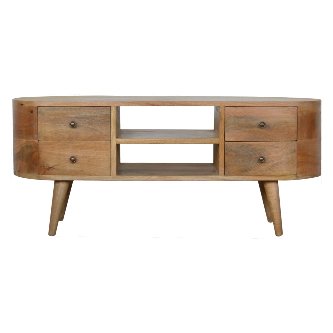 Scandinavian Rounded Entertainment Unit in Oak-like Finish