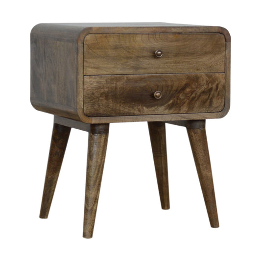 Rounded Classic Grey Washed Bedside Table