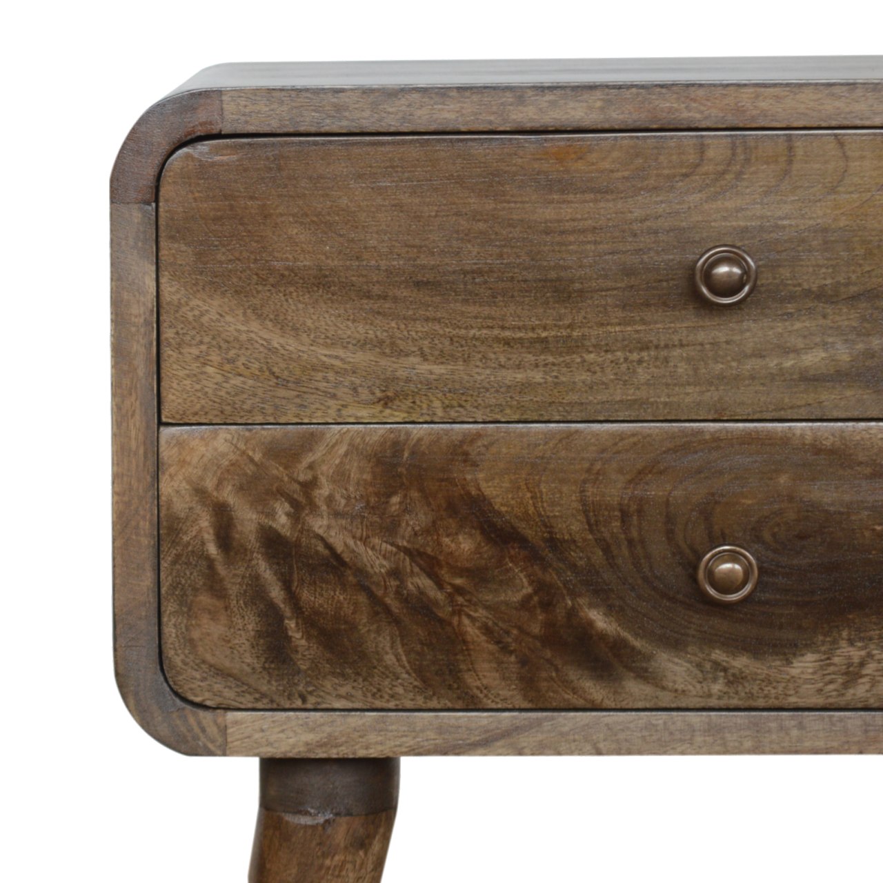 Rounded Classic Grey Washed Bedside Table