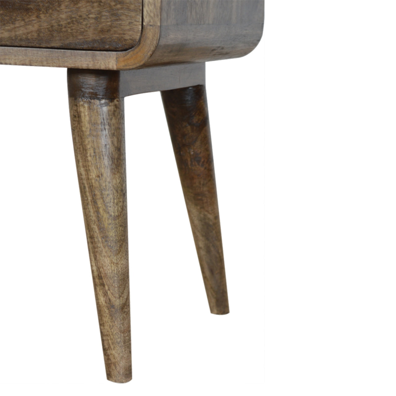 Rounded Classic Grey Washed Bedside Table
