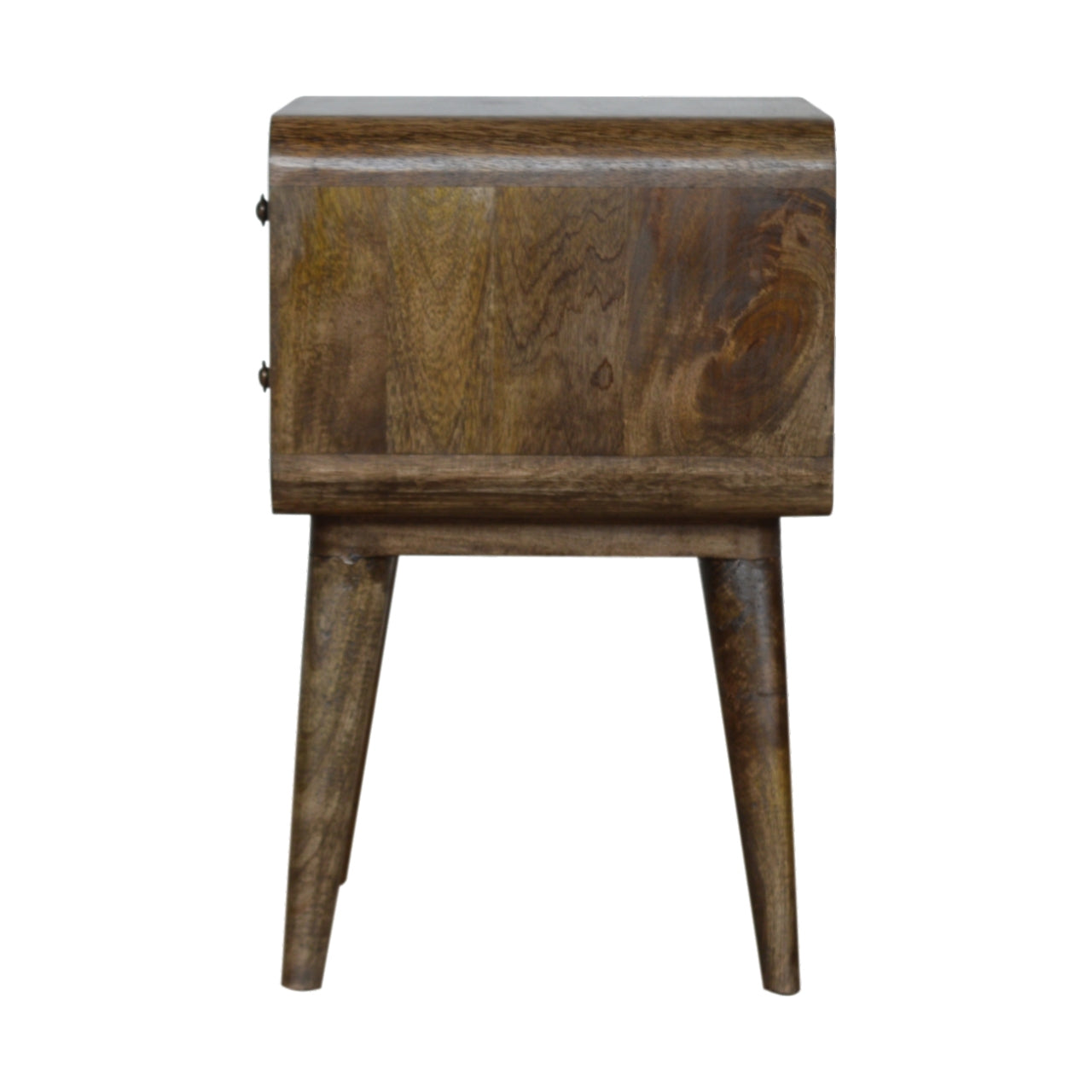 Rounded Classic Grey Washed Bedside Table