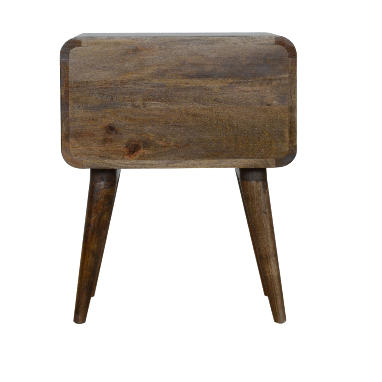 Rounded Classic Grey Washed Bedside Table
