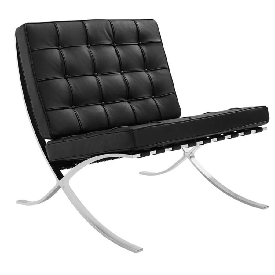 Classic Modern Barcelona Chair And Footstool, Black Leather, Clearance| DC Concept