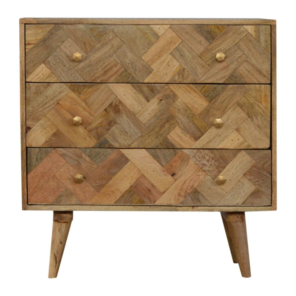 3 Drawer Zig-Zag Patterned Patchwork Chest of Drawers