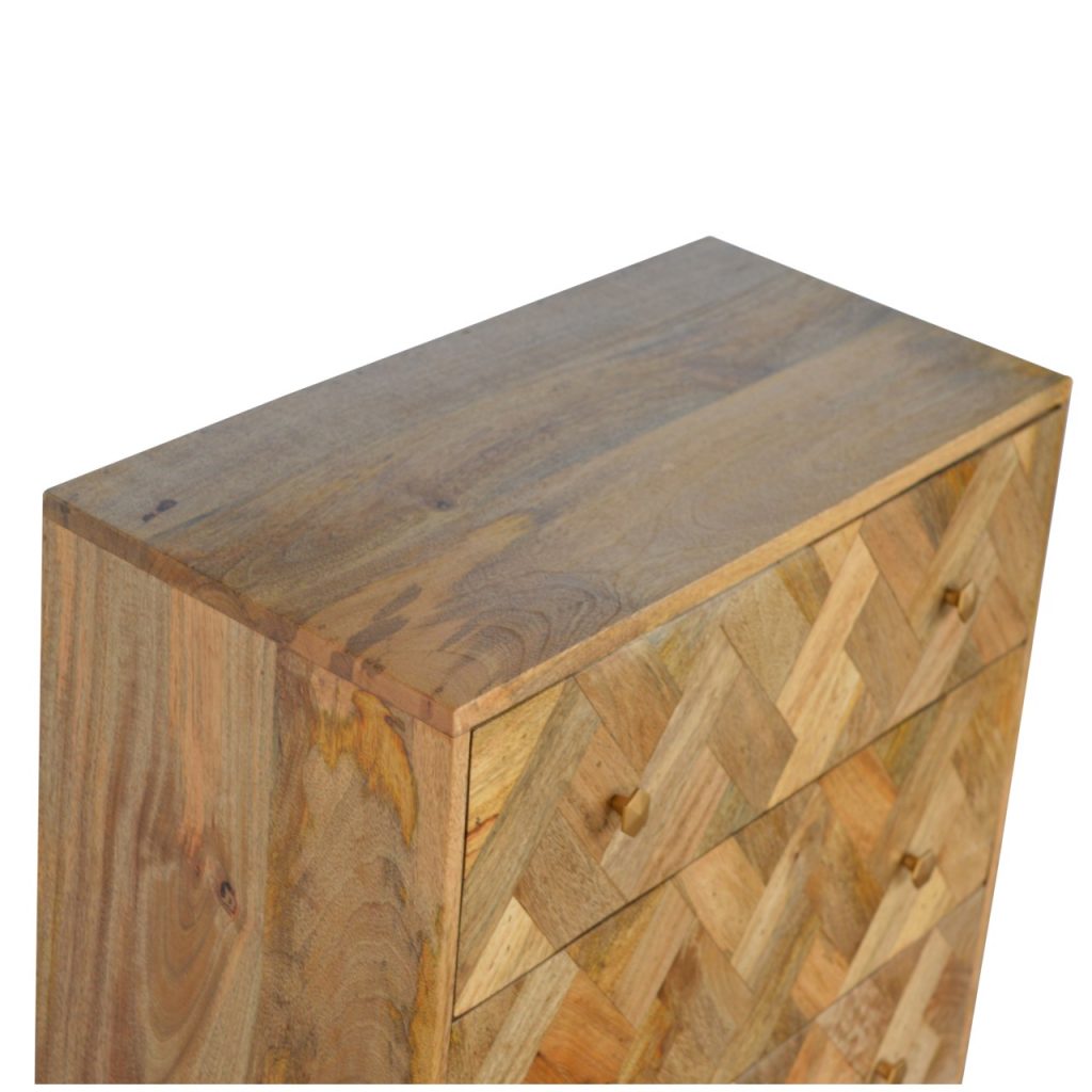 3 Drawer Zig-Zag Patterned Patchwork Chest of Drawers
