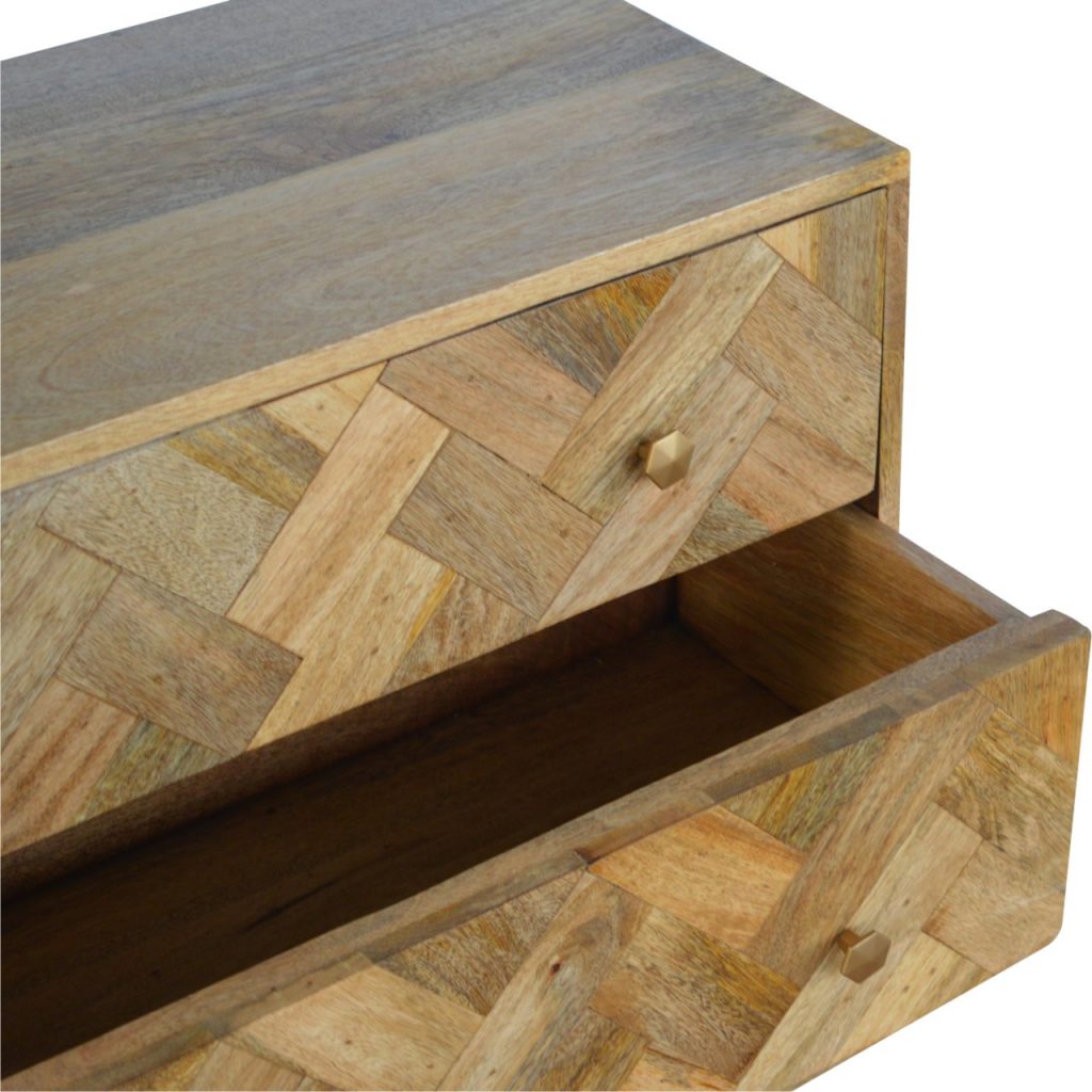 3 Drawer Zig-Zag Patterned Patchwork Chest of Drawers