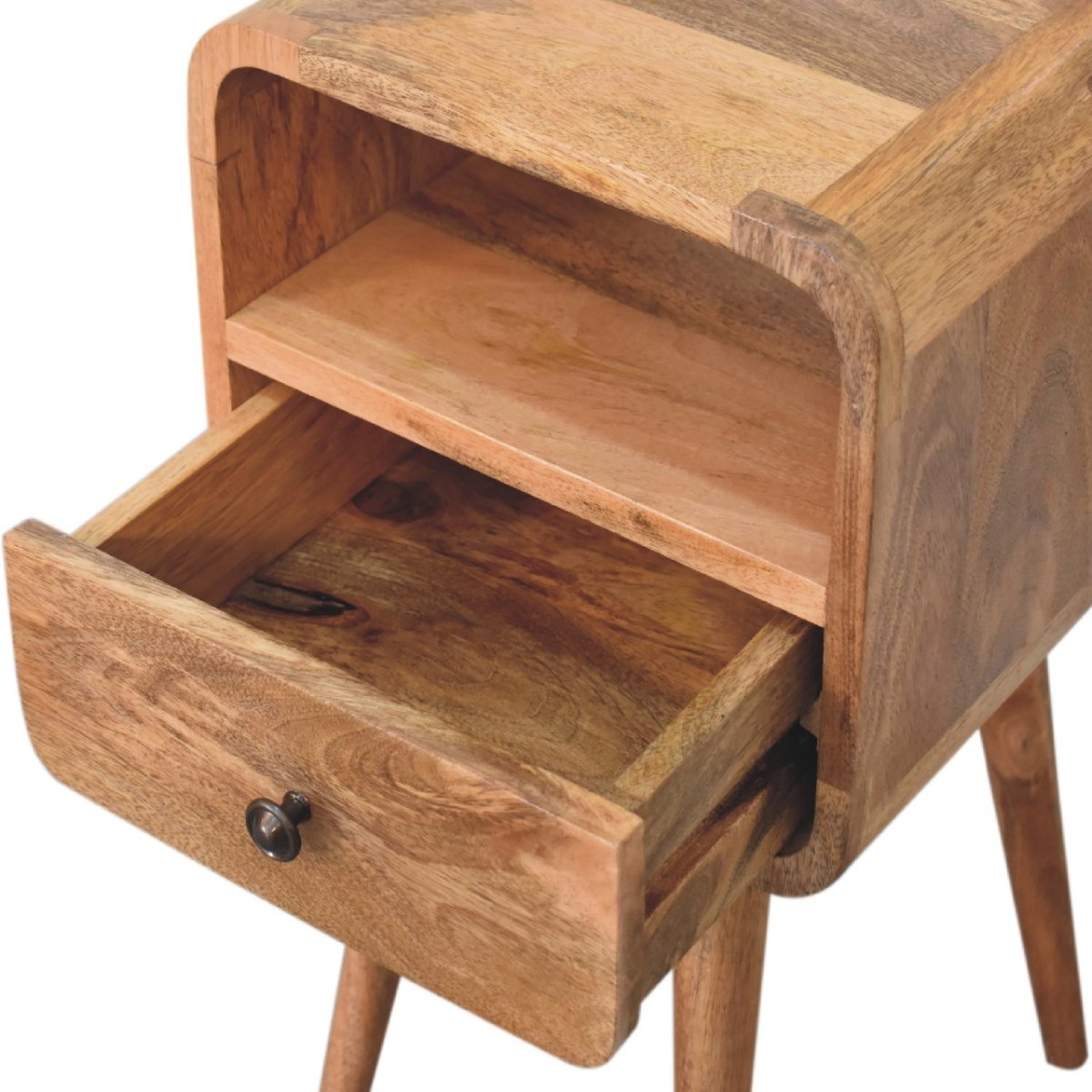 Mini Oak - ish Open Bedside Table - V - LOOX