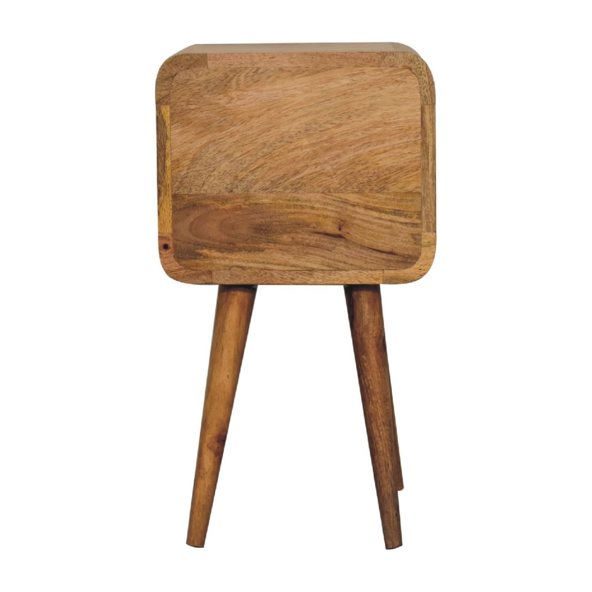Mini Oak - ish Rounded Bedside Table - V - LOOX