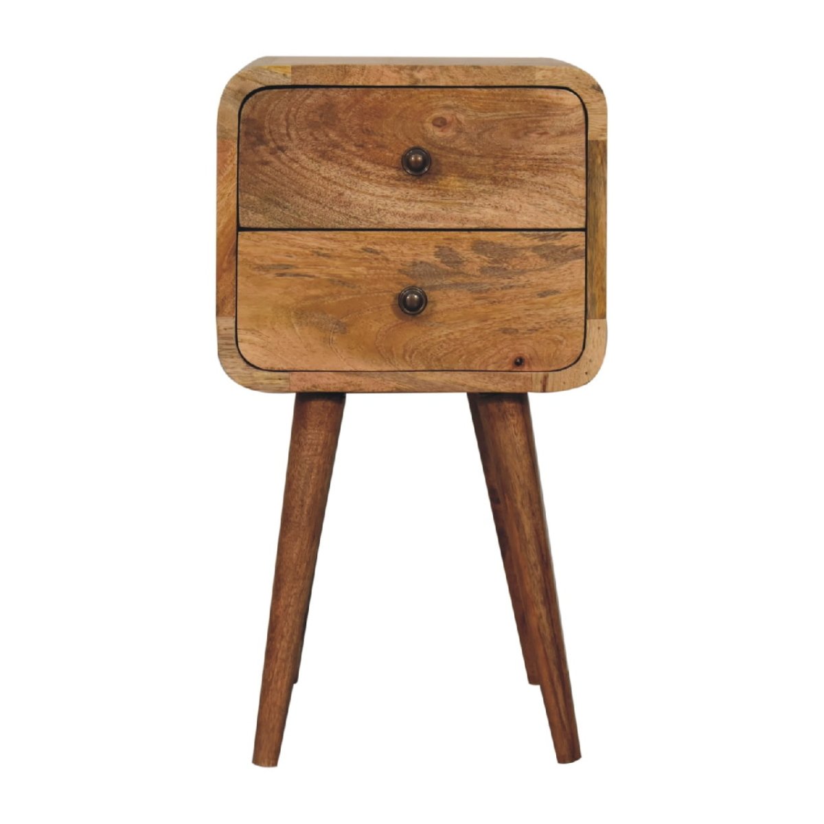 Mini Oak - ish Rounded Bedside Table - V - LOOX