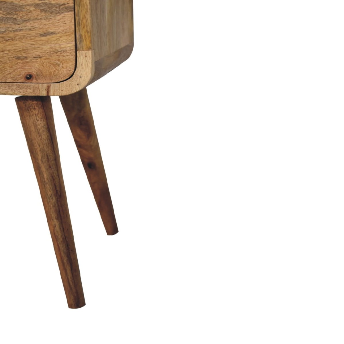 Mini Oak - ish Rounded Bedside Table - V - LOOX