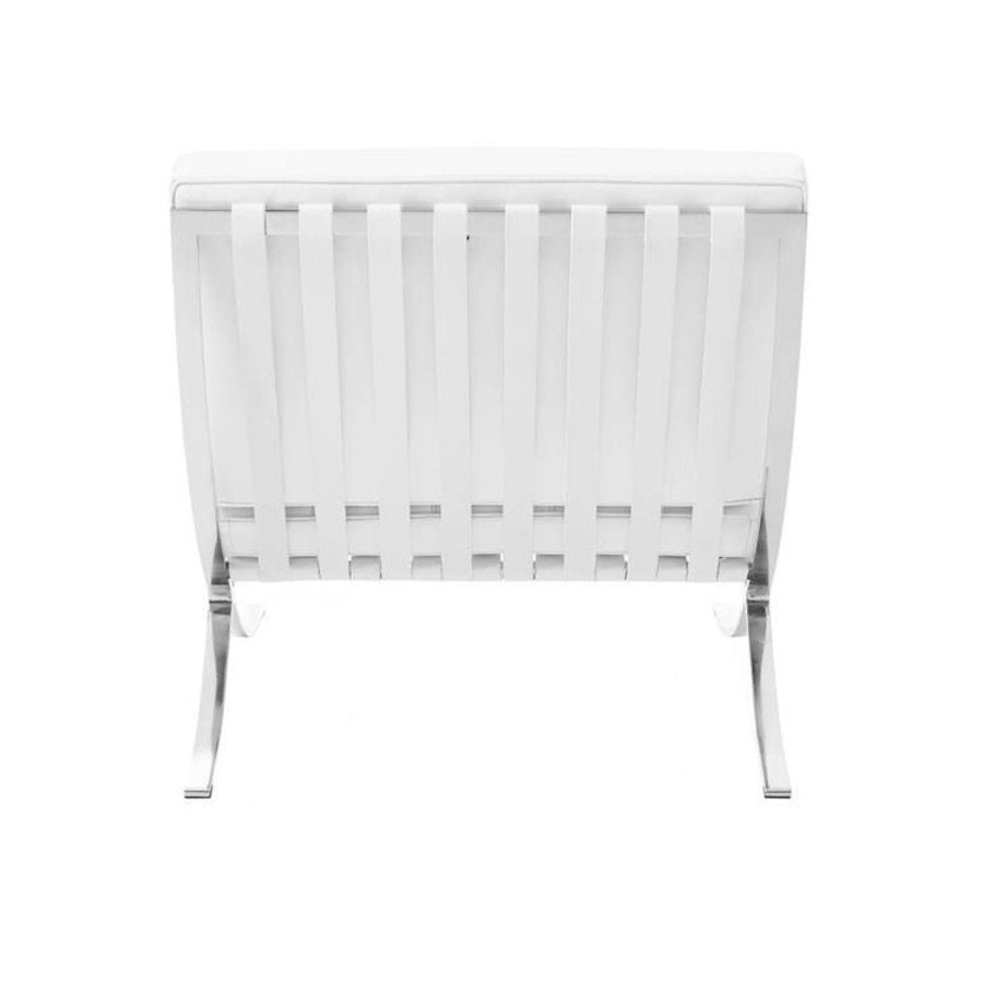 Classic Modern Barcelona Chair And Footstool, White Leather| DC Concept