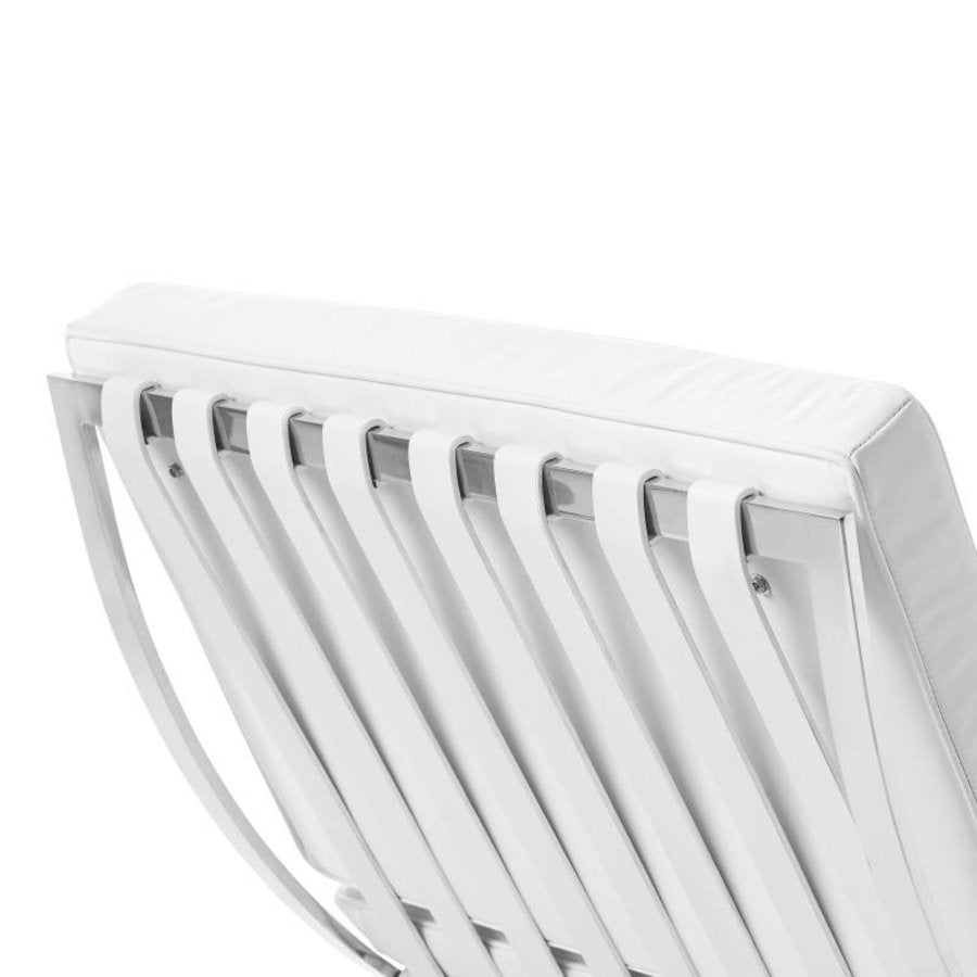 Classic Modern Barcelona Chair And Footstool, White Leather| DC Concept