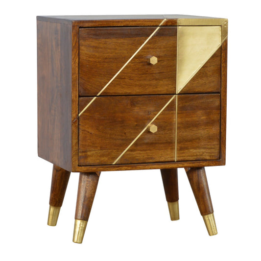 Golden Geometry Chestnut Bedside Table