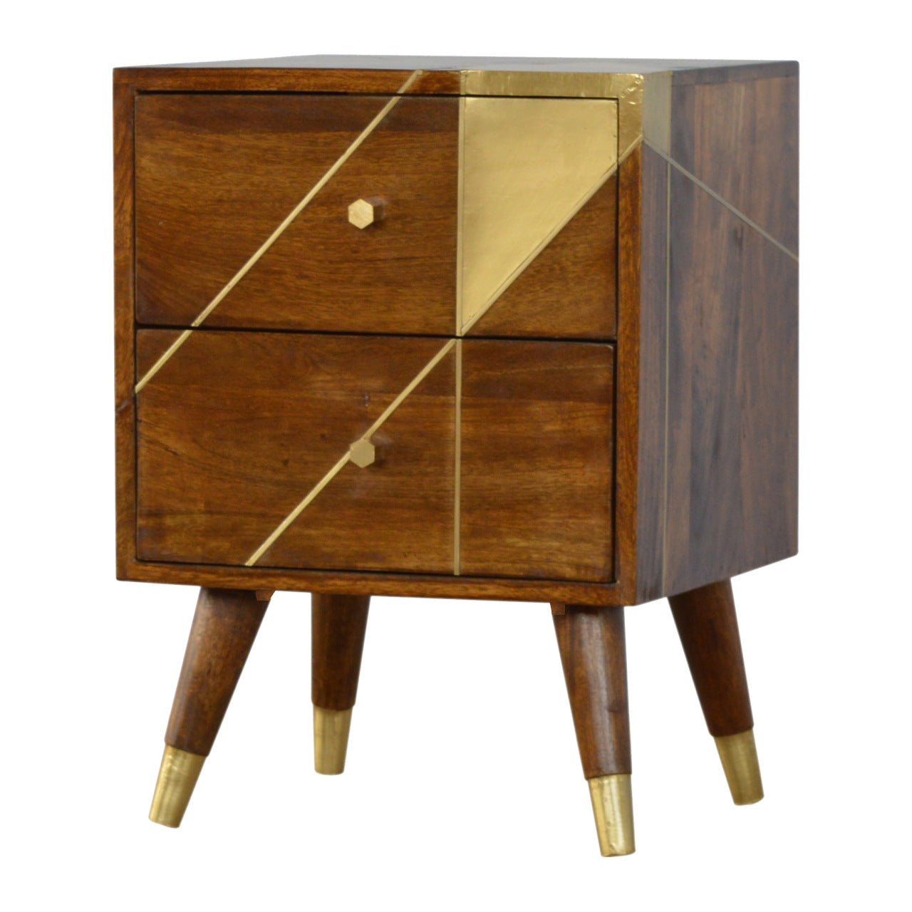 Golden Geometry Chestnut Bedside Table