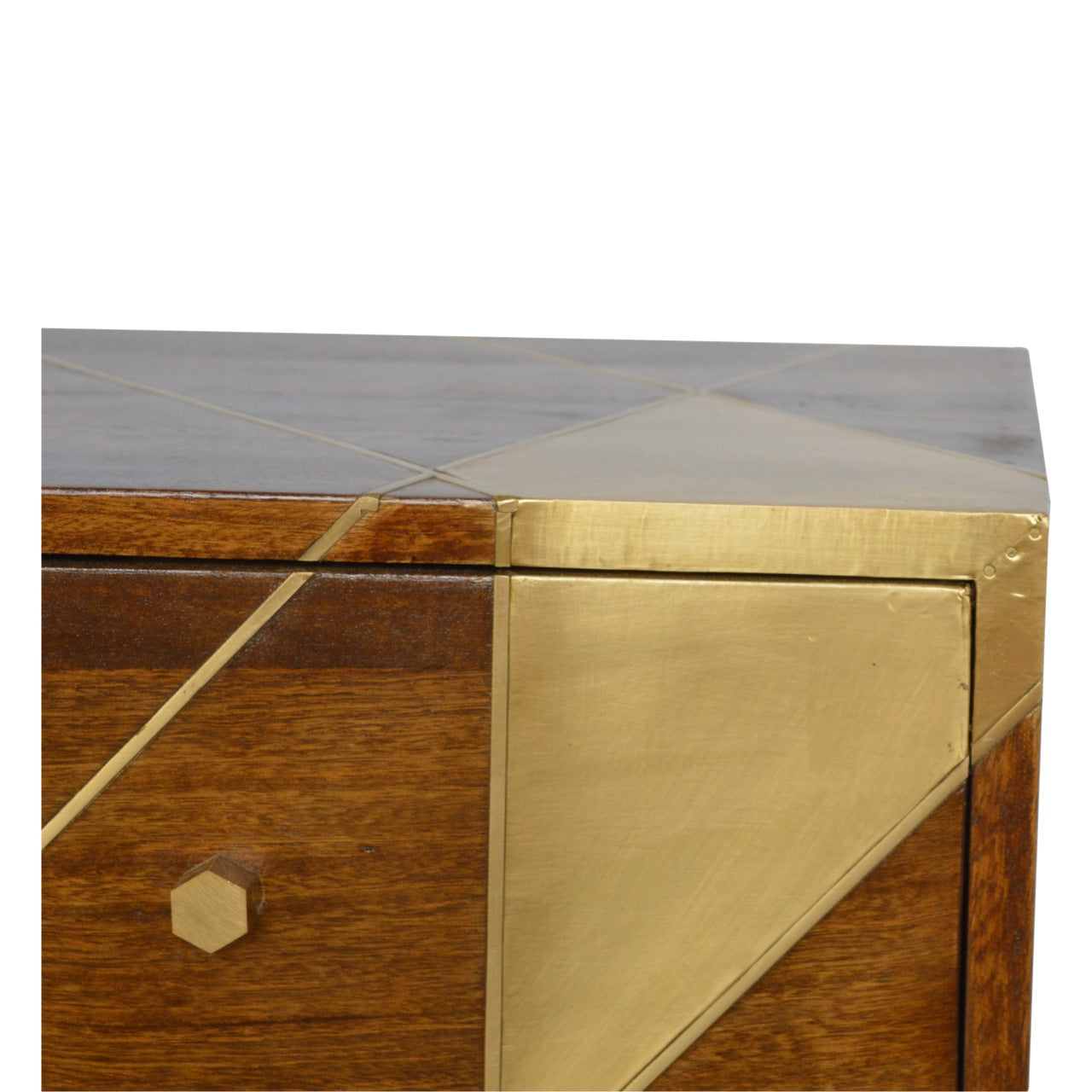 Golden Geometry Chestnut Bedside Table