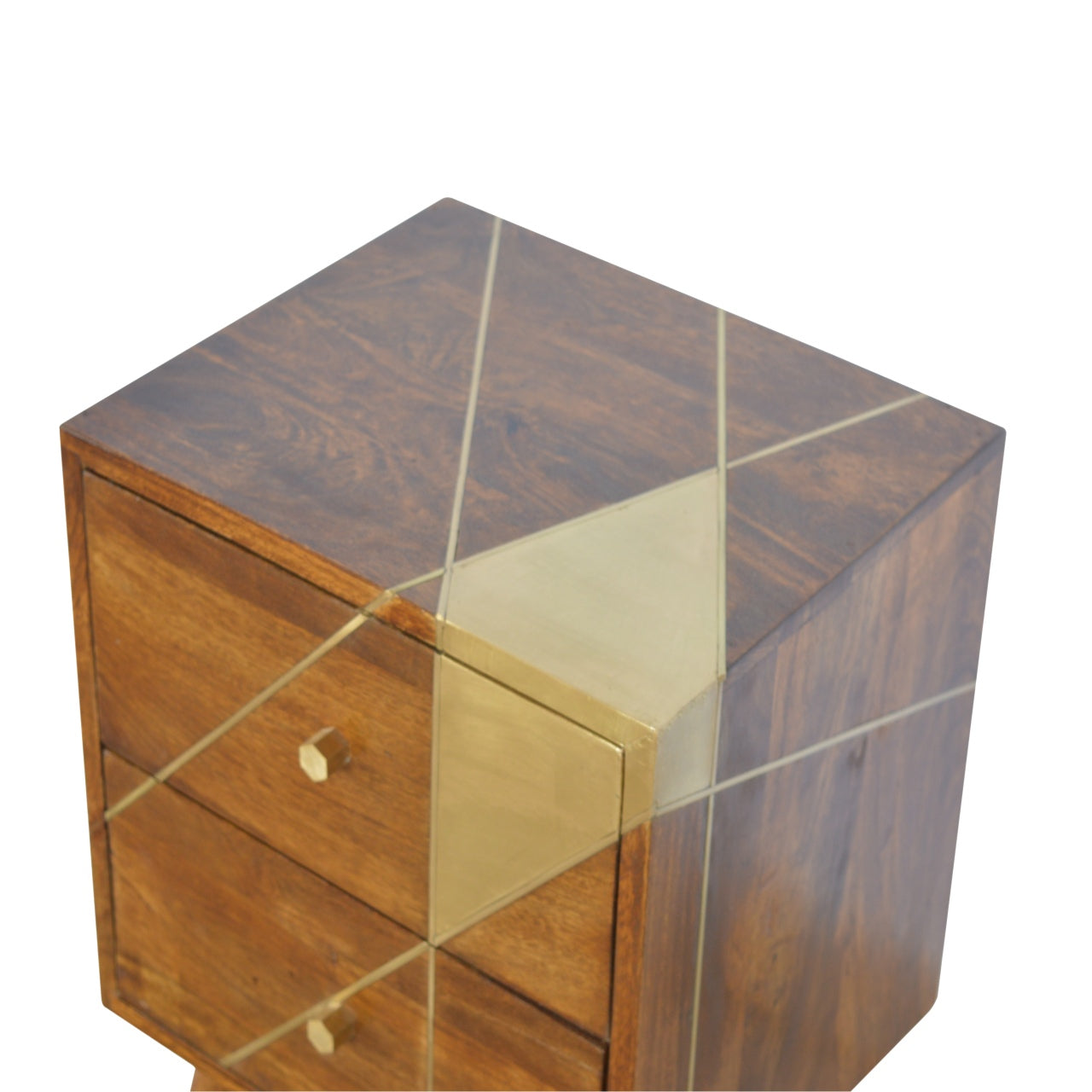 Golden Geometry Chestnut Bedside Table