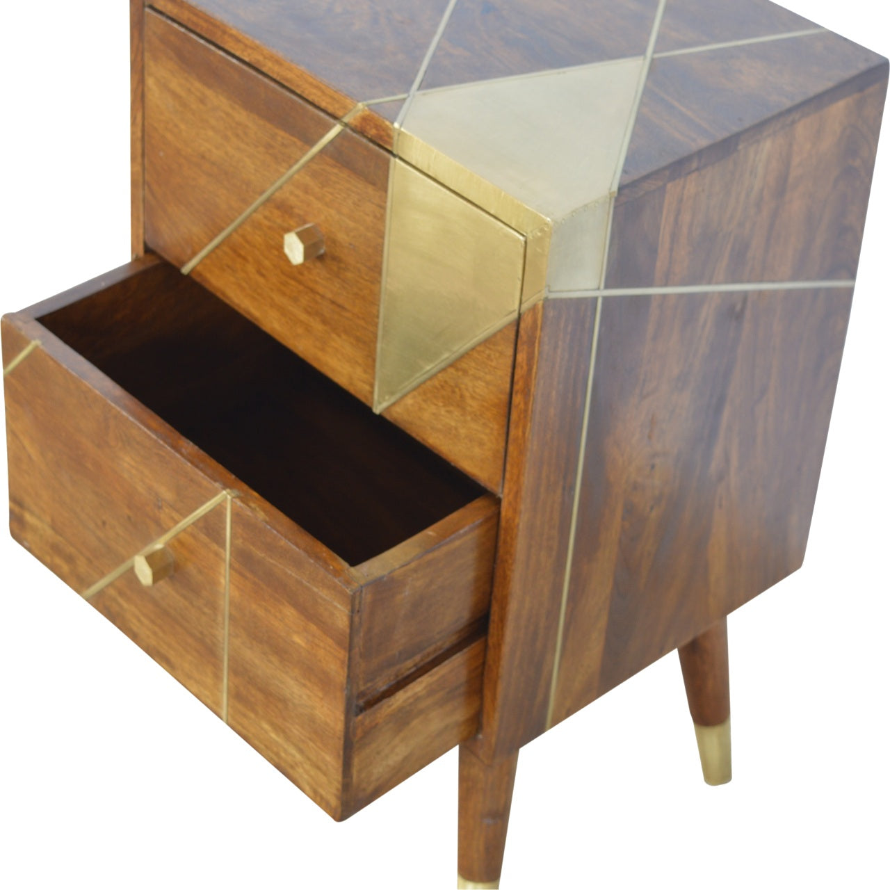 Golden Geometry Chestnut Bedside Table