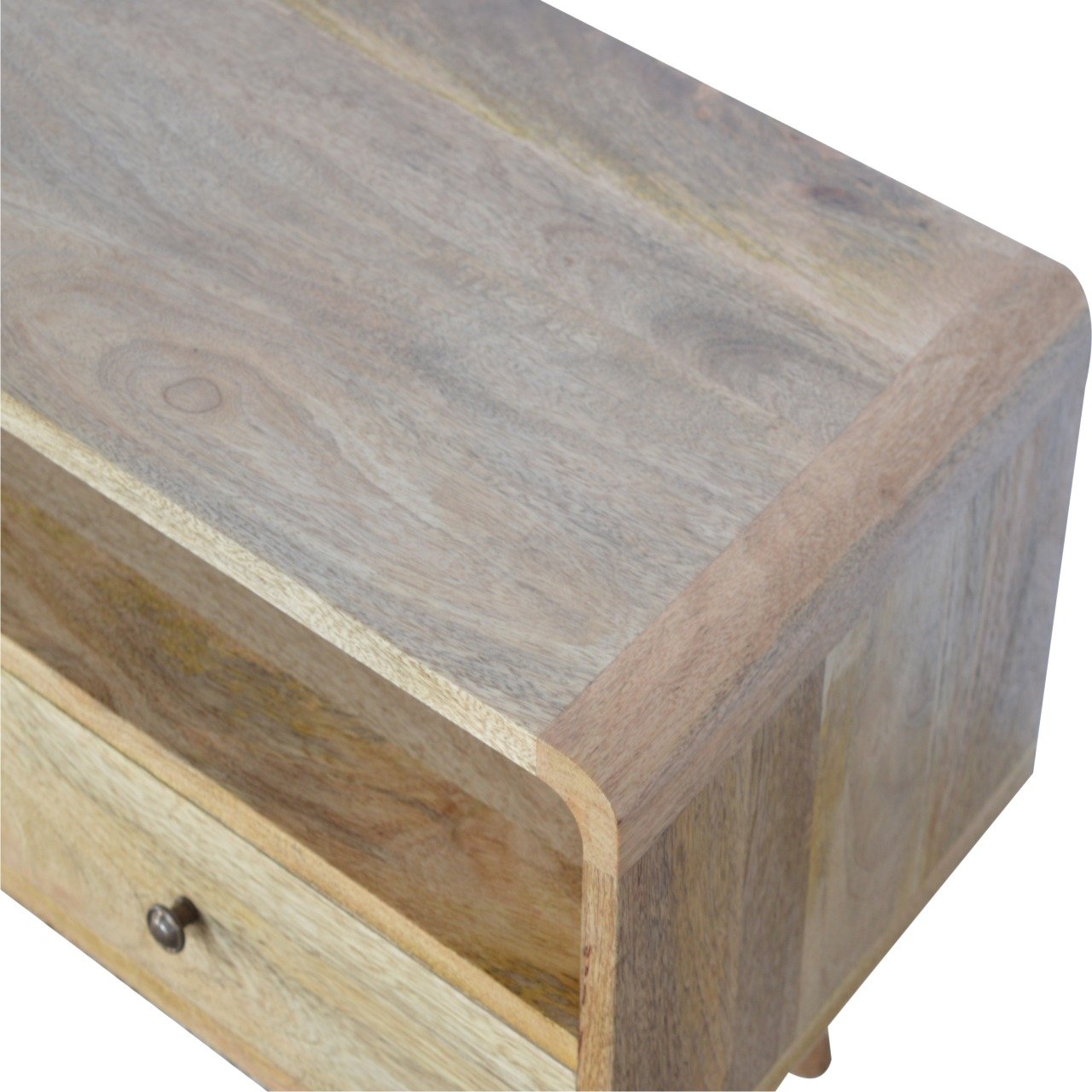 Rounded Media Unit in Oak Finish