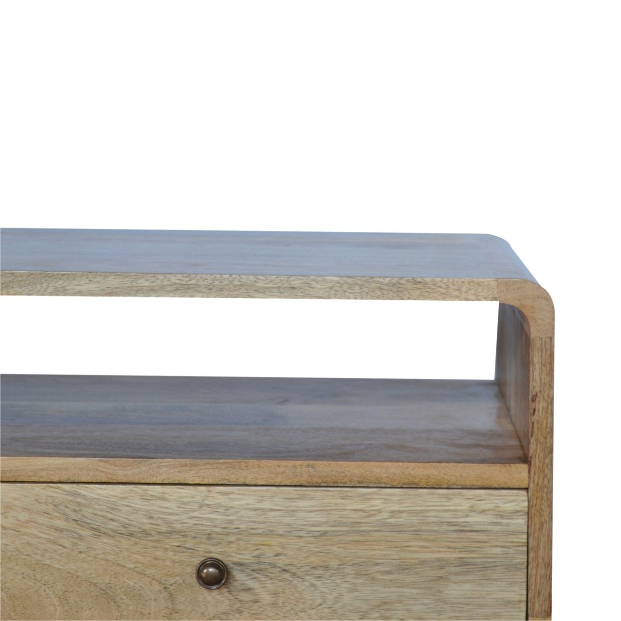Rounded Media Unit in Oak Finish