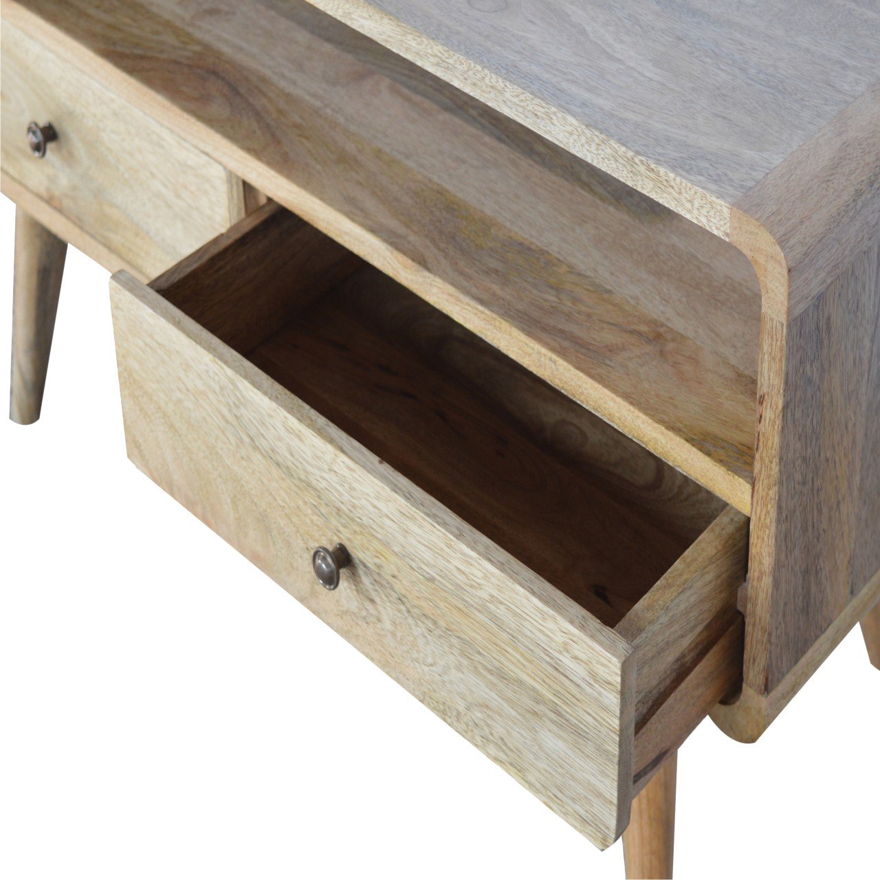 Rounded Media Unit in Oak Finish