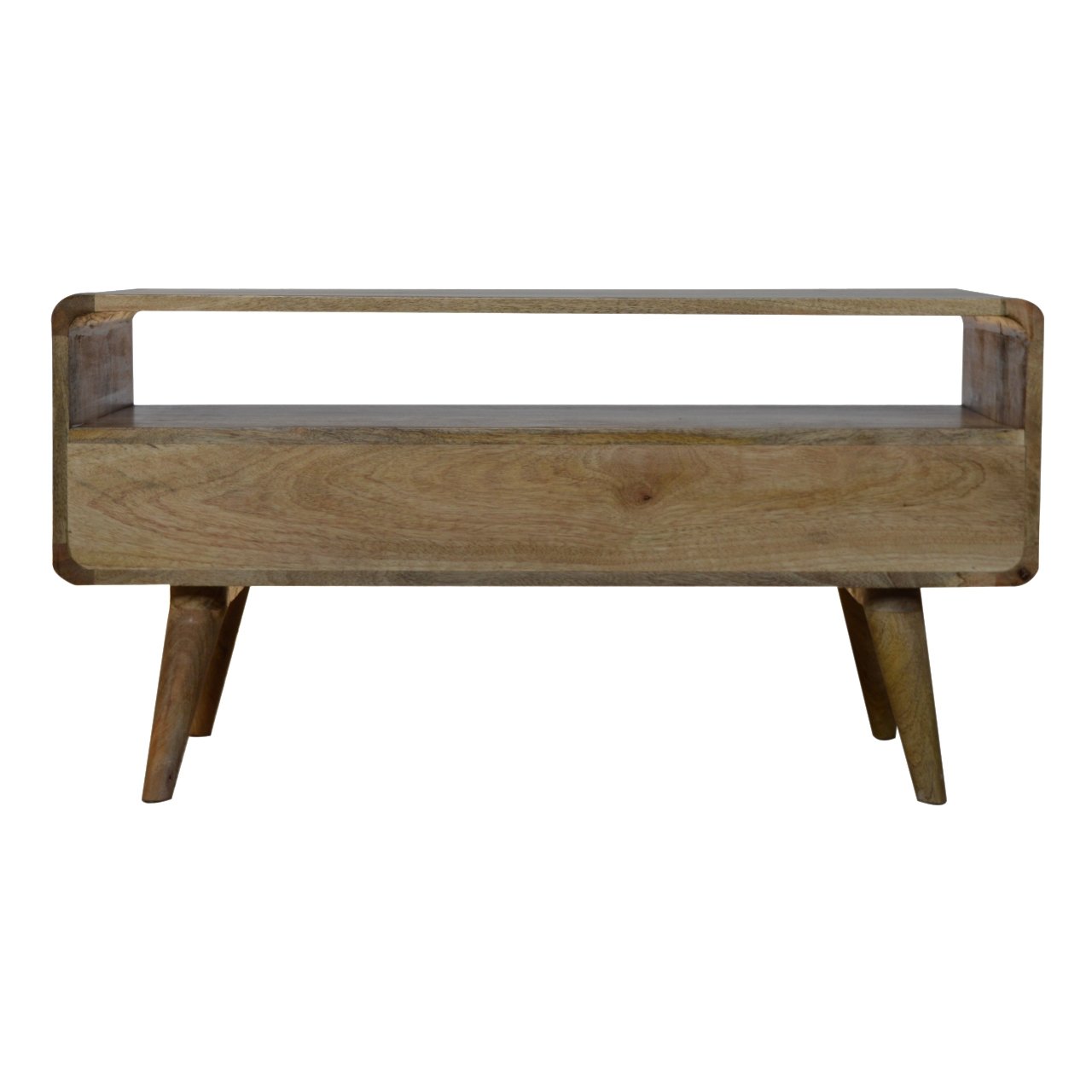 Rounded Media Unit in Oak Finish