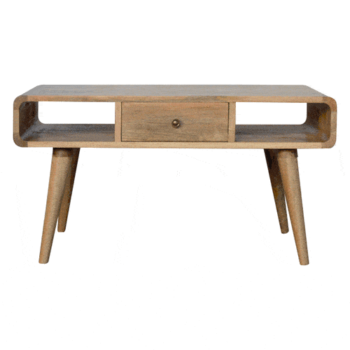 Scandinavian Rounded Coffee Table in Oak-like Finish