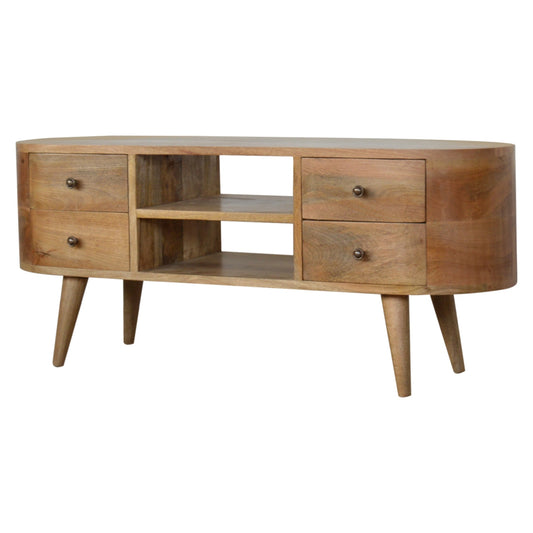 Rounded Entertainment Unit in Oak-like Finish