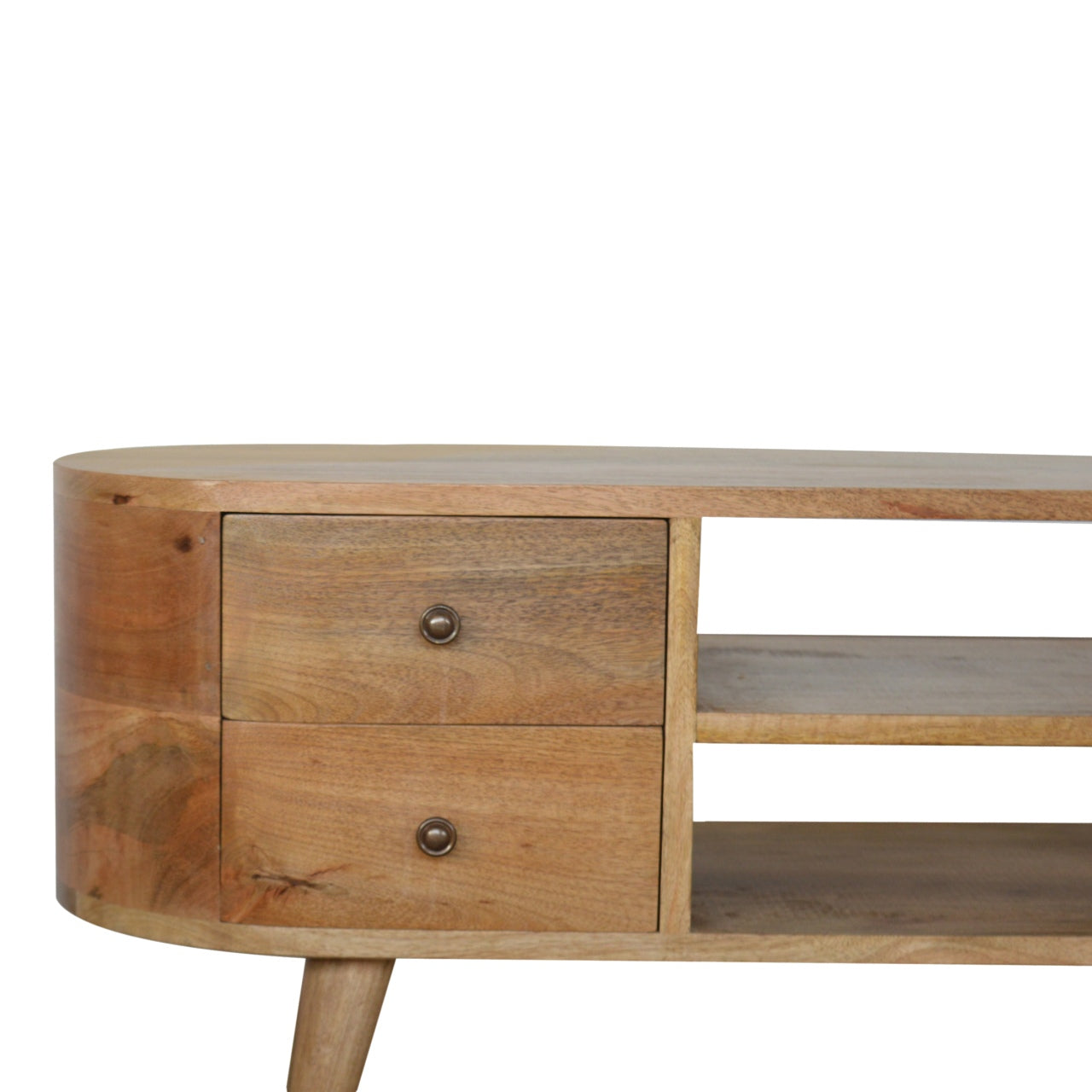 Scandinavian Rounded Entertainment Unit in Oak-like Finish