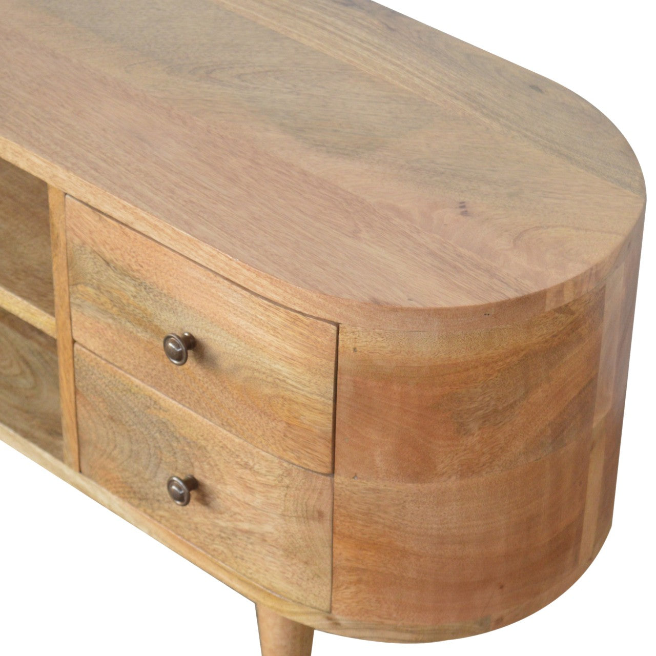 Scandinavian Rounded Entertainment Unit in Oak-like Finish
