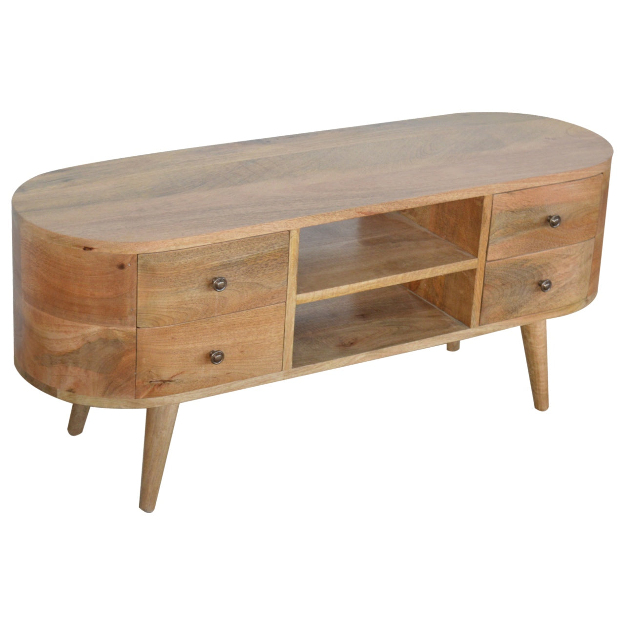 Scandinavian Rounded Entertainment Unit in Oak-like Finish