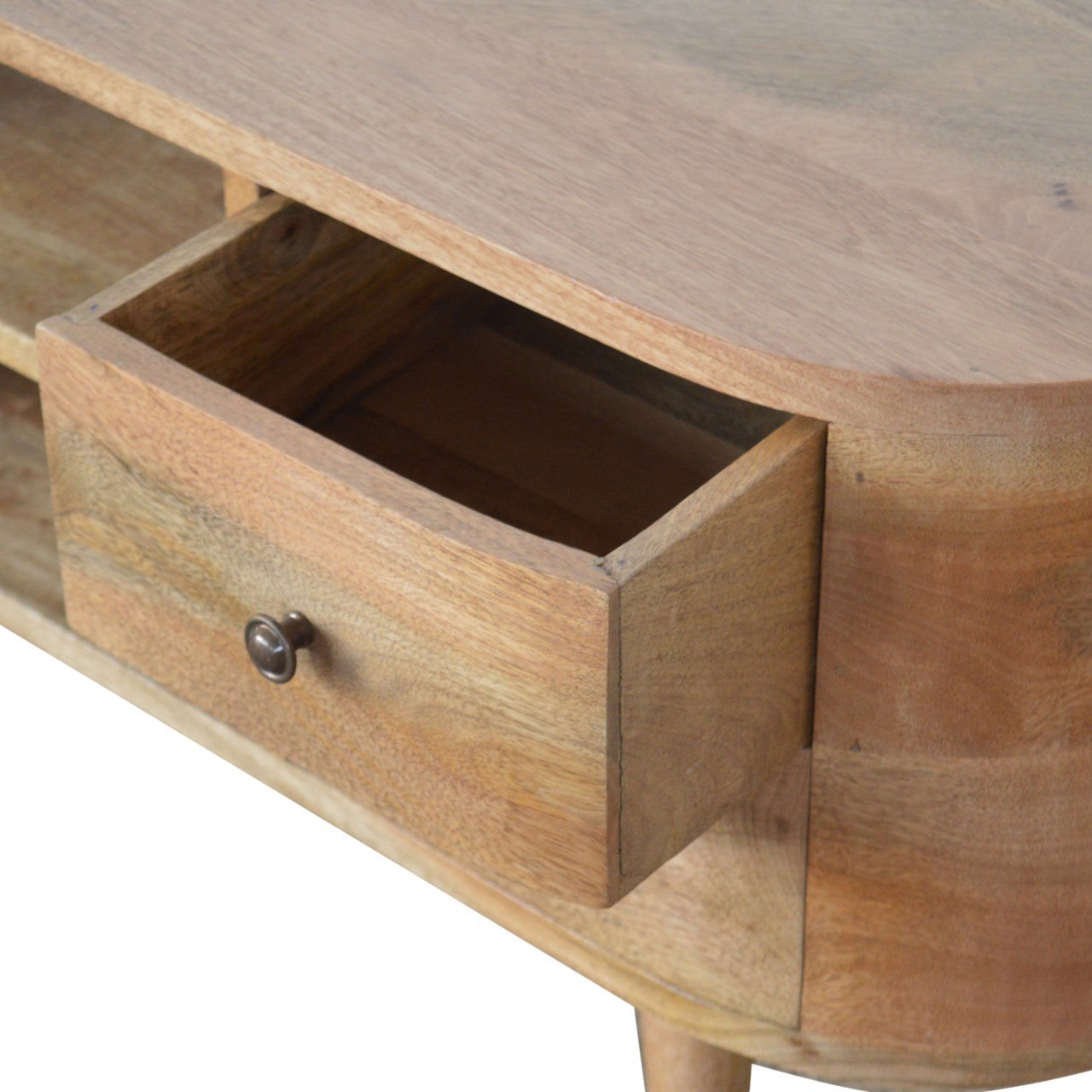 Scandinavian Rounded Entertainment Unit in Oak-like Finish