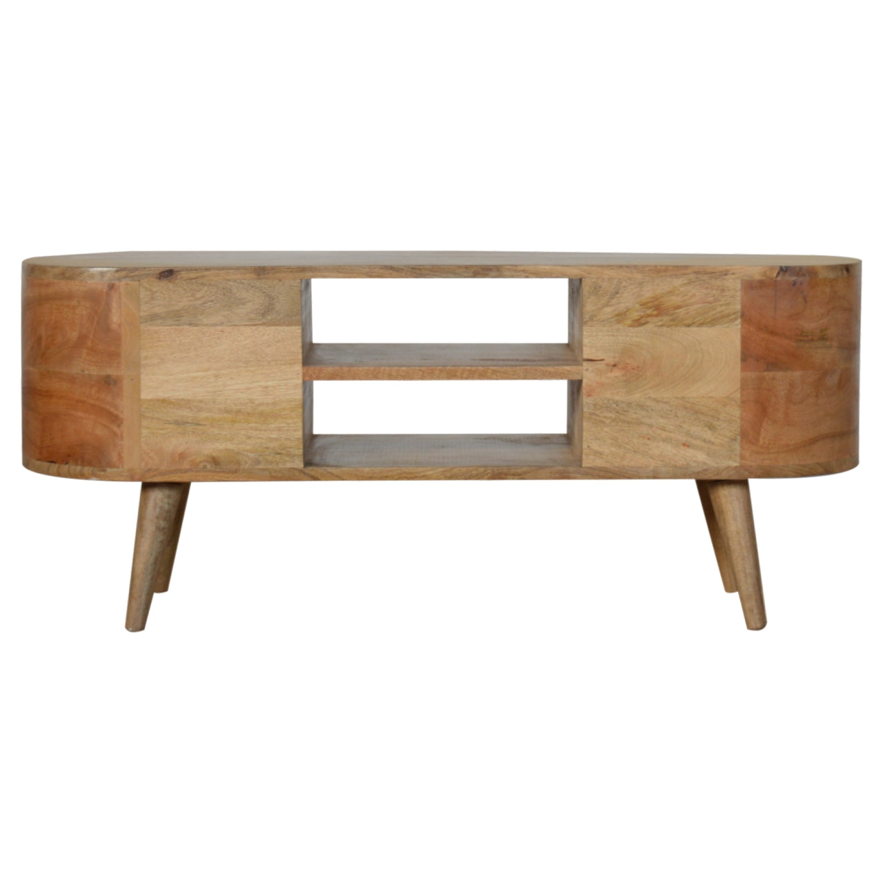 Scandinavian Rounded Entertainment Unit in Oak-like Finish