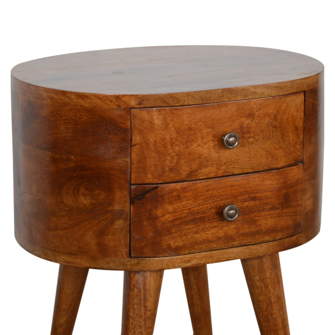 Rounded Bedside Table in Chestnut Finish