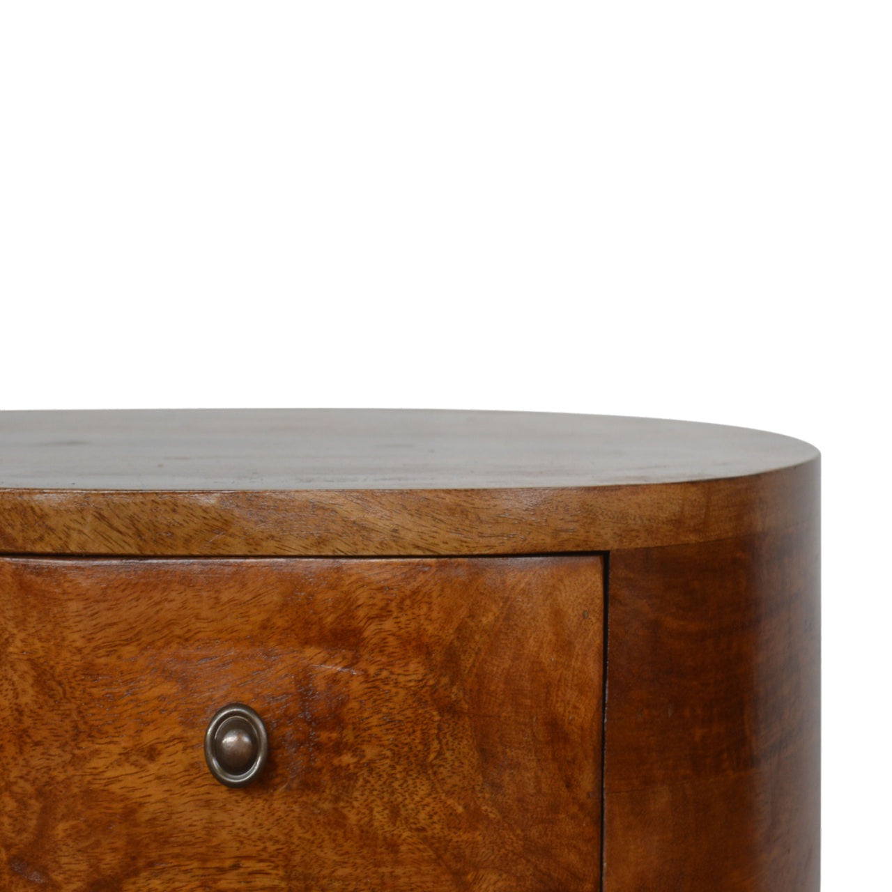 Rounded Bedside Table in Chestnut Finish