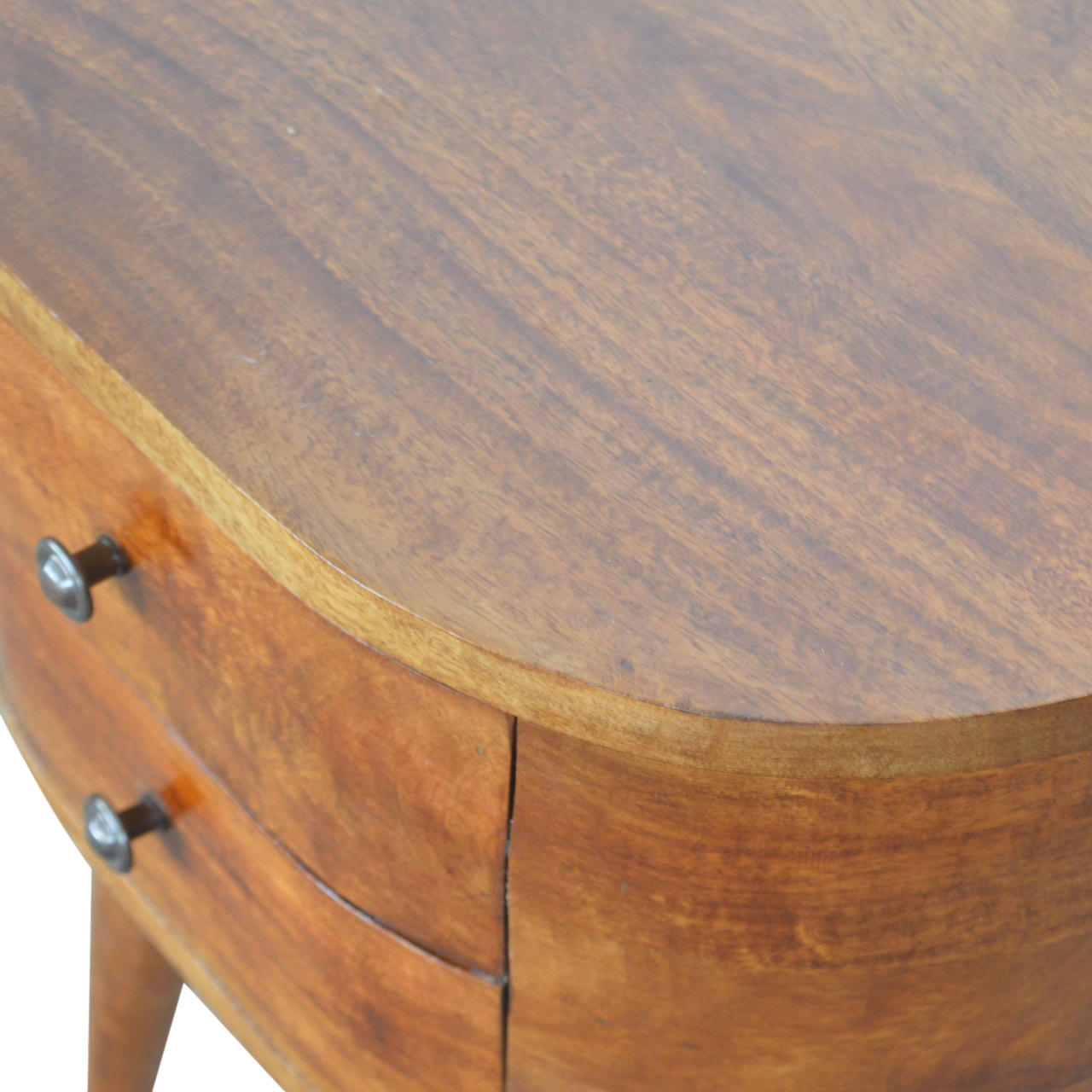 Rounded Bedside Table in Chestnut Finish