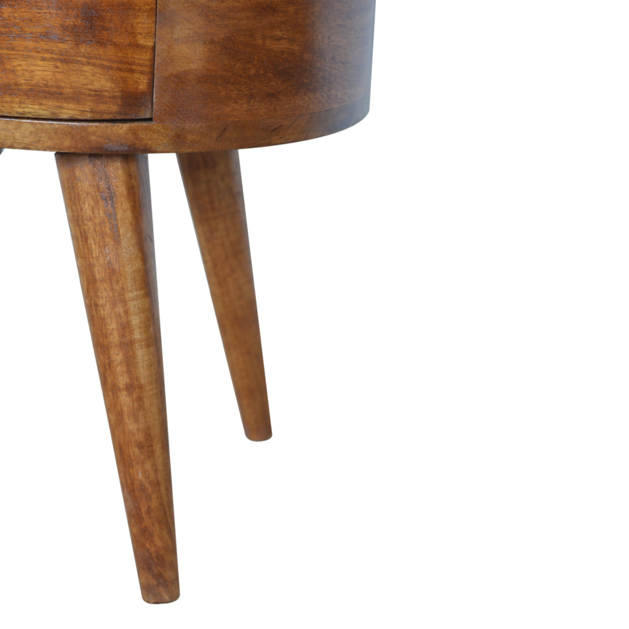 Rounded Bedside Table in Chestnut Finish