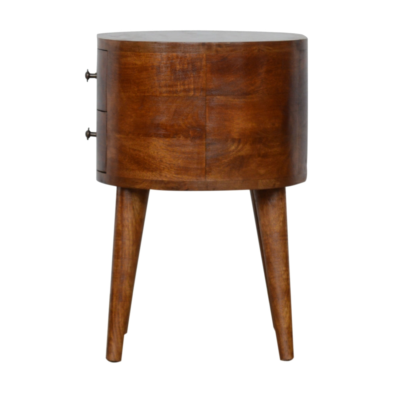 Rounded Bedside Table in Chestnut Finish