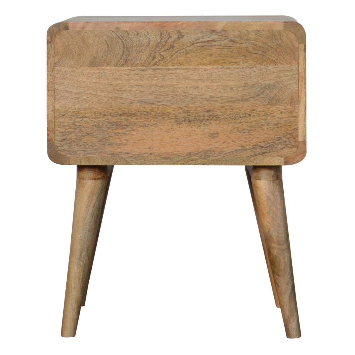 Rounded Oak - ish Bedside Table - V - LOOX