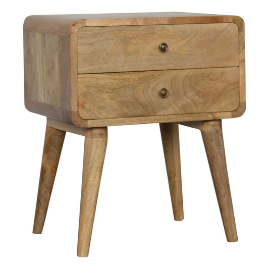 Rounded Oak - ish Bedside Table - V - LOOX