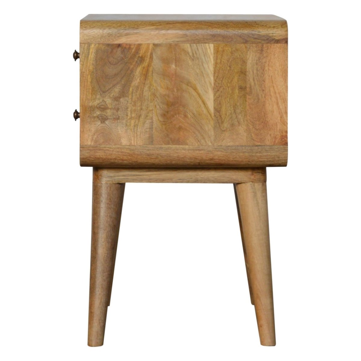 Rounded Oak - ish Bedside Table - V - LOOX
