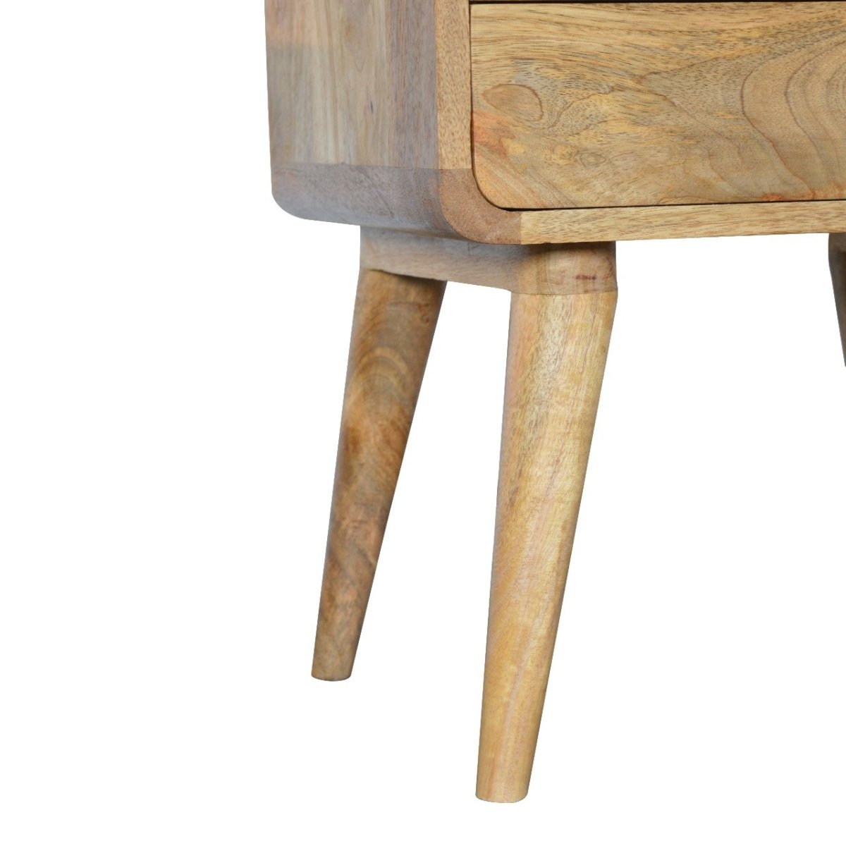 Rounded Oak - ish Bedside Table - V - LOOX