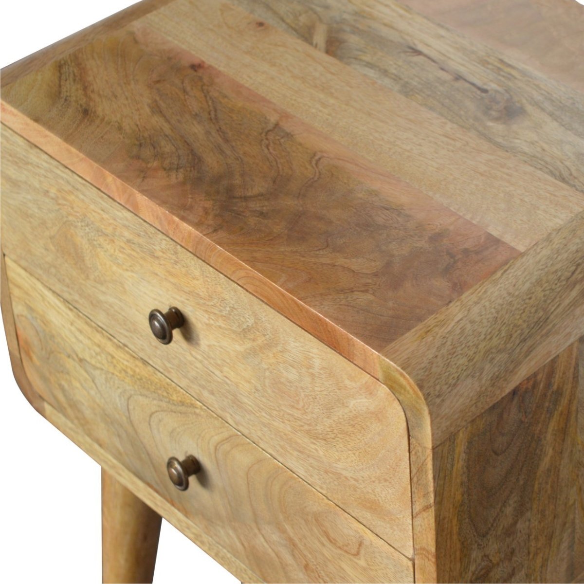 Rounded Oak - ish Bedside Table - V - LOOX