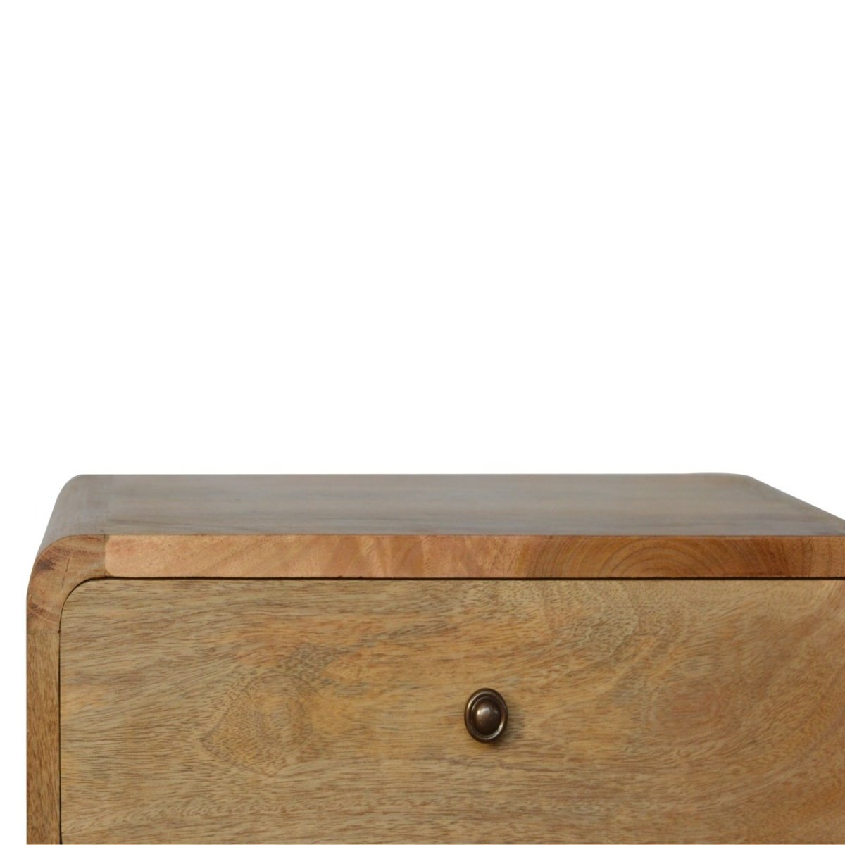 Rounded Oak - ish Bedside Table - V - LOOX