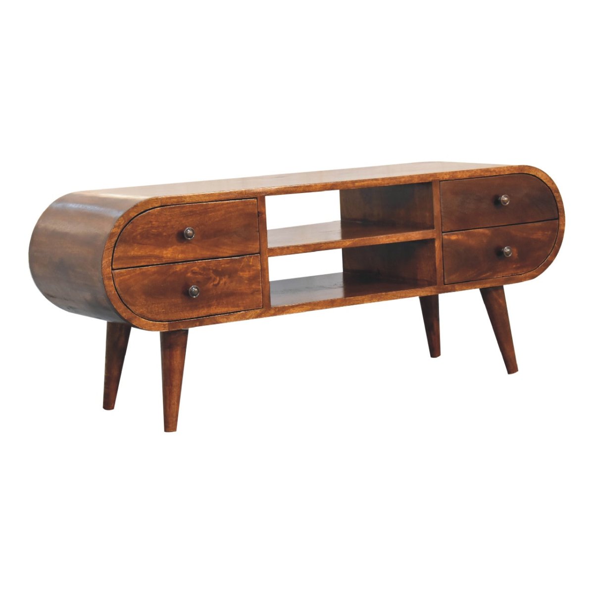Solid Wood Rounded Media Unit - V - LOOX